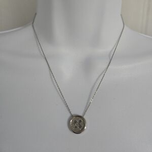 Elegant Silver Button Pendant Necklace